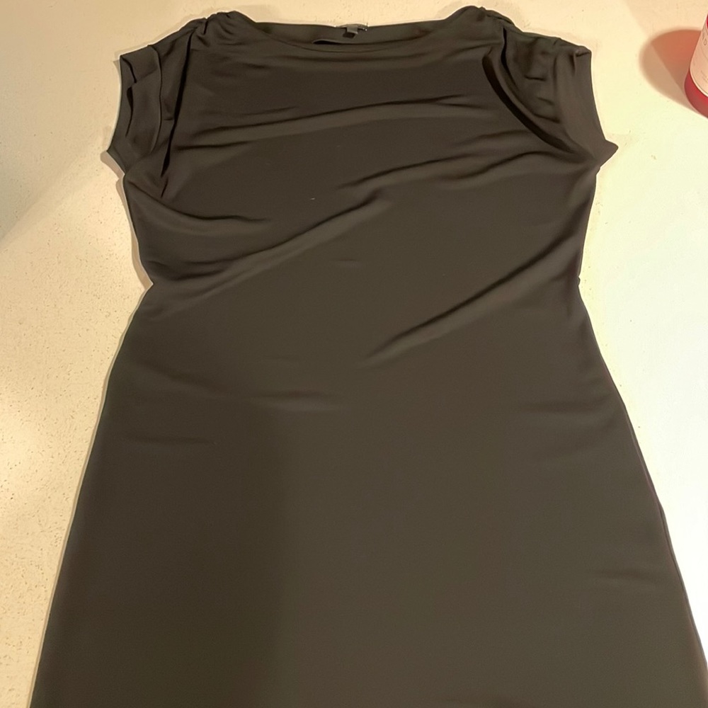 EUC Talbots black sheath dress w/ boatneck and cap sleeves